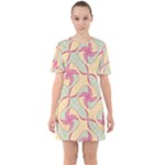 Abstract Pattern Design Scrapbooking Sixties Short Sleeve Mini Dress