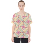 Abstract Pattern Design Scrapbooking V-Neck Dolman Drape Top