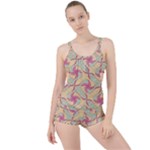 Abstract Pattern Design Scrapbooking Boyleg Tankini Set 