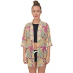 Abstract Pattern Design Scrapbooking Open Front Chiffon Kimono