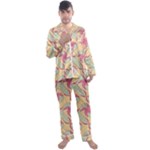 Abstract Pattern Design Scrapbooking Men s Long Sleeve Satin Pajamas Set