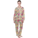 Abstract Pattern Design Scrapbooking Women s Long Sleeve Satin Pajamas Set