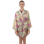 Abstract Pattern Design Scrapbooking Long Sleeve Satin Kimono