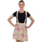 Abstract Pattern Design Scrapbooking Velvet Suspender Skater Skirt