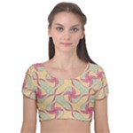 Abstract Pattern Design Scrapbooking Velvet Short Sleeve Crop Top 