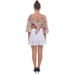 Tie Back Butterfly Sleeve Chiffon Top 