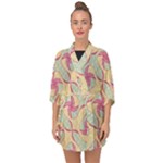 Abstract Pattern Design Scrapbooking Half Sleeve Chiffon Kimono