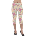 Abstract Pattern Design Scrapbooking Lightweight Velour Capri Leggings 