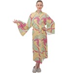 Abstract Pattern Design Scrapbooking Maxi Velvet Kimono