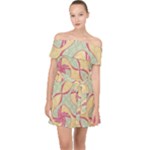 Abstract Pattern Design Scrapbooking Off Shoulder Chiffon Dress