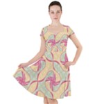 Abstract Pattern Design Scrapbooking Cap Sleeve Midi Dress