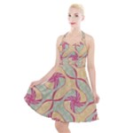 Abstract Pattern Design Scrapbooking Halter Party Swing Dress 