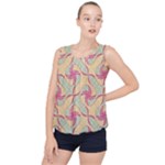 Abstract Pattern Design Scrapbooking Bubble Hem Chiffon Tank Top