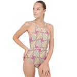 Abstract Pattern Design Scrapbooking High Neck One Piece Swimsuit