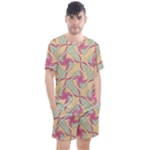 Abstract Pattern Design Scrapbooking Men s Mesh T-Shirt and Shorts Set