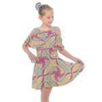 Abstract Pattern Design Scrapbooking Kids  Shoulder Cutout Chiffon Dress