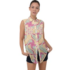 Sleeveless Chiffon Button Shirt 