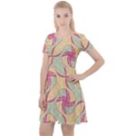 Abstract Pattern Design Scrapbooking Cap Sleeve Velour Dress 