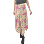 Abstract Pattern Design Scrapbooking Velour Split Maxi Skirt