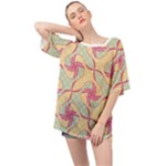 Abstract Pattern Design Scrapbooking Oversized Chiffon Top