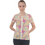 Abstract Pattern Design Scrapbooking Short Sleeve Zip Up Jacket