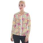 Abstract Pattern Design Scrapbooking Velvet Zip Up Jacket