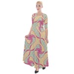 Abstract Pattern Design Scrapbooking Half Sleeves Maxi Dress