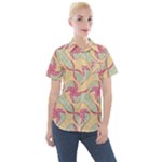 Abstract Pattern Design Scrapbooking Women s Short Sleeve Pocket Shirt