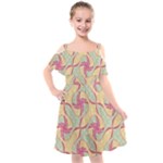 Abstract Pattern Design Scrapbooking Kids  Cut Out Shoulders Chiffon Dress