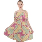 Abstract Pattern Design Scrapbooking Cut Out Shoulders Dress