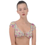 Abstract Pattern Design Scrapbooking Cap Sleeve Ring Bikini Top