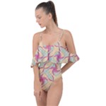 Abstract Pattern Design Scrapbooking Drape Piece Swimsuit