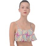 Abstract Pattern Design Scrapbooking Frill Bikini Top