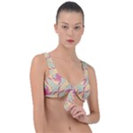 Abstract Pattern Design Scrapbooking Front Tie Bikini Top