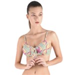 Abstract Pattern Design Scrapbooking Tie Up Cut Bikini Top