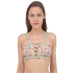 Abstract Pattern Design Scrapbooking Cage Up Bikini Top