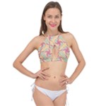 Abstract Pattern Design Scrapbooking Cross Front Halter Bikini Top