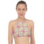 Abstract Pattern Design Scrapbooking Halter Bikini Top