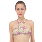 Abstract Pattern Design Scrapbooking High Neck Bikini Top