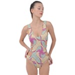 Abstract Pattern Design Scrapbooking Side Cut Out Swimsuit