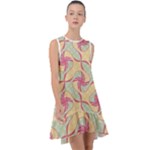 Abstract Pattern Design Scrapbooking Frill Swing Dress