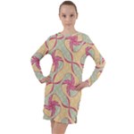 Abstract Pattern Design Scrapbooking Long Sleeve Hoodie Dress