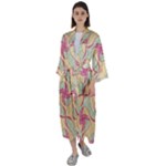 Abstract Pattern Design Scrapbooking Maxi Satin Kimono