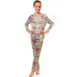 Abstract Pattern Design Scrapbooking Kids  Satin Long Sleeve Pajamas Set