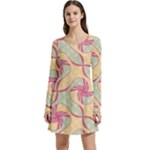 Abstract Pattern Design Scrapbooking Long Sleeve Velour Skater Dress