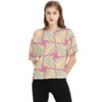 Abstract Pattern Design Scrapbooking One Shoulder Cut Out T-Shirt