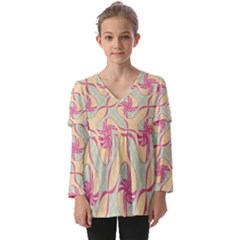 Kids  V Neck Casual Top 