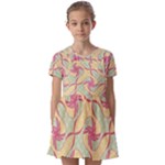 Abstract Pattern Design Scrapbooking Kids  Short Sleeve Pinafore Style Dress