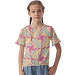 Abstract Pattern Design Scrapbooking Kids  Cuff Sleeve Scrunch Bottom T-Shirt