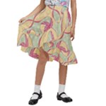 Abstract Pattern Design Scrapbooking Kids  Ruffle Flared Wrap Midi Skirt